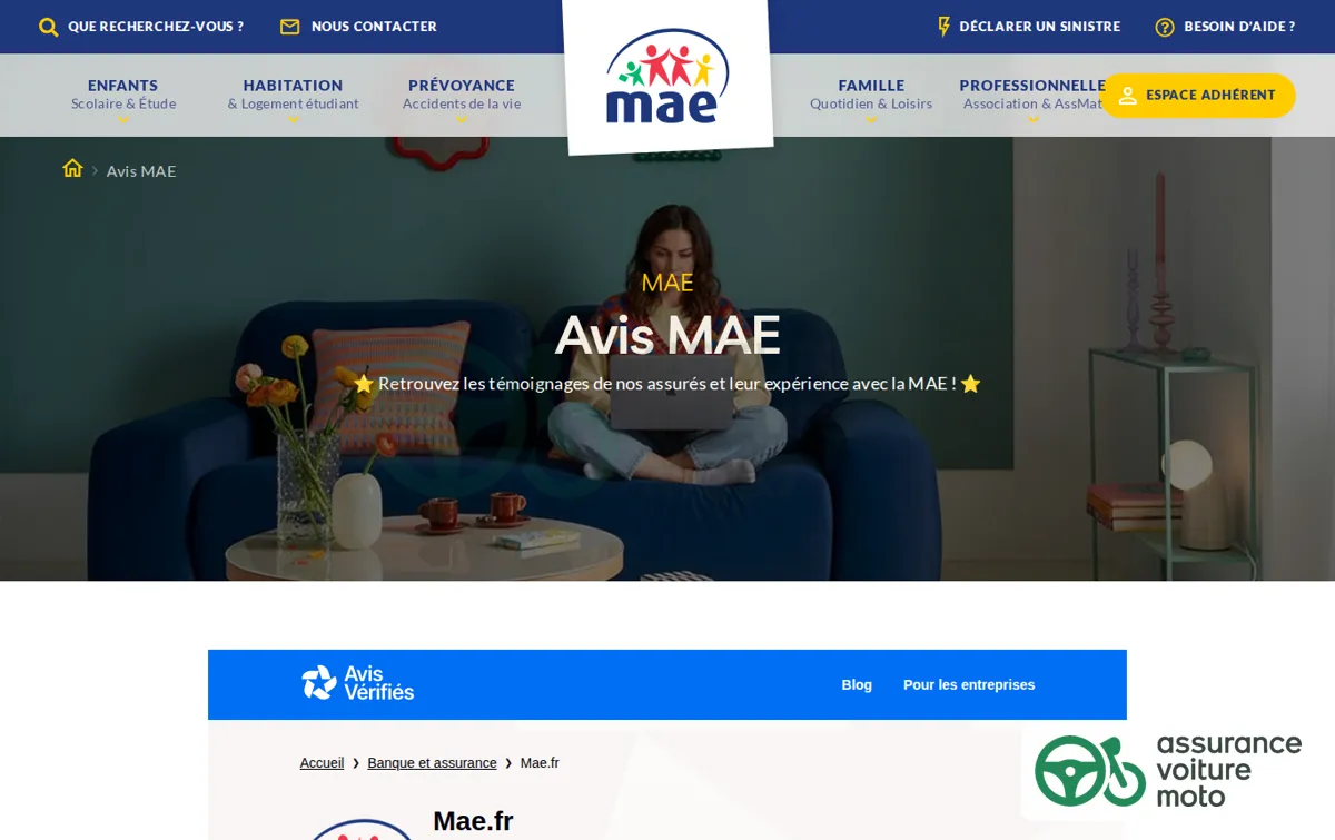 Capture : Avis MAE : consultez les avis de nos adhérents